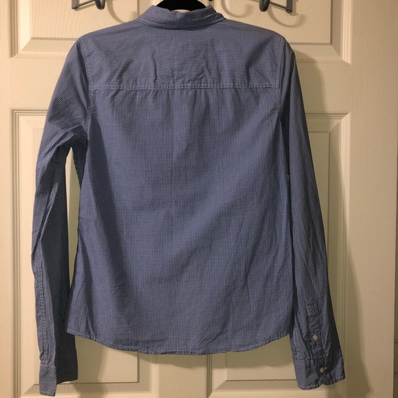 Blue & White Striped Button Down A&F Blouse - Picture 6 of 6